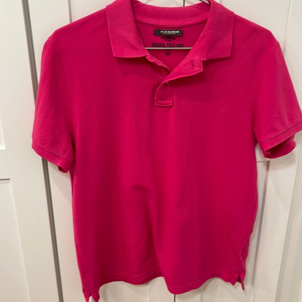 Mens large H&M polo shirt bright pink